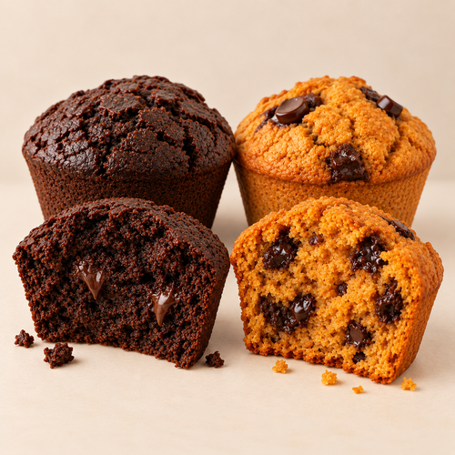 Brownie Sem Culpa e Muffin de Cenoura com Gotas de Chocolate 80% Honesto