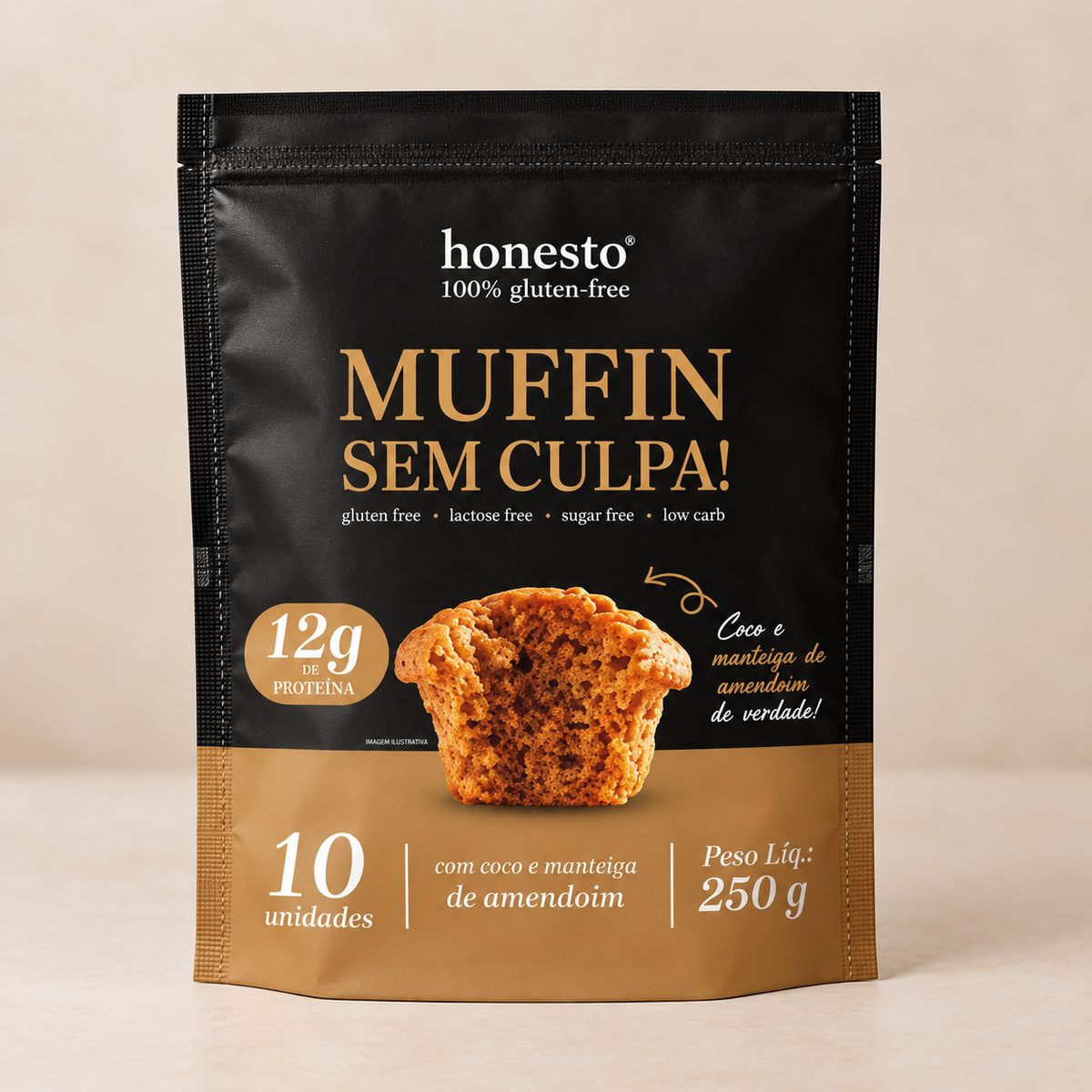 Muffin Sem Culpa Coco e Manteiga de Amendoim Honesto sem glúten