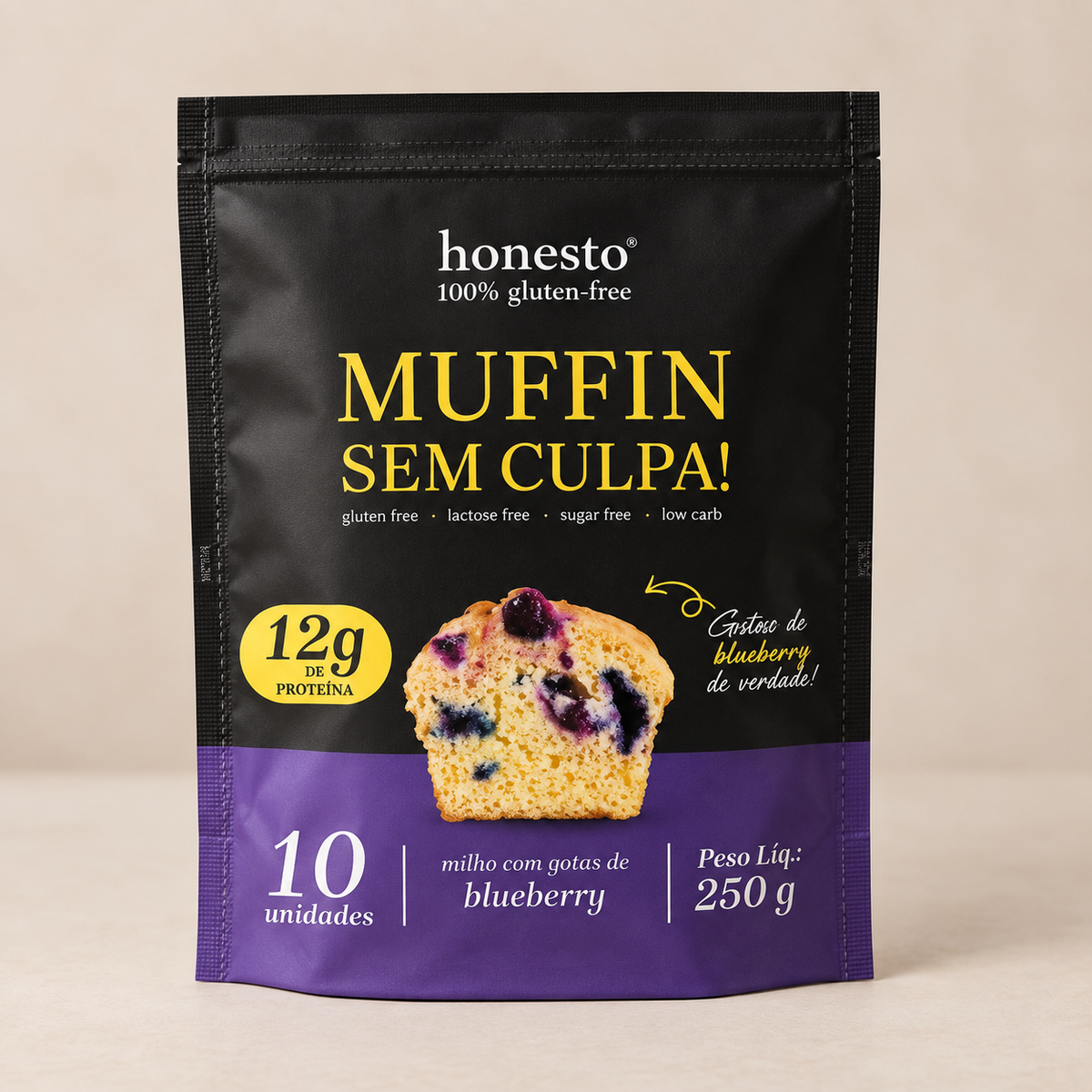 Muffin Sem Culpa Milho e Blueberry Honesto sem glúten