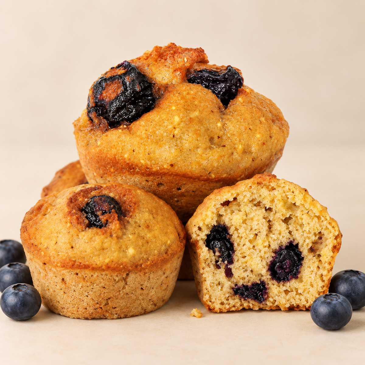 Muffins Milho e Blueberry Honesto sem glúten
