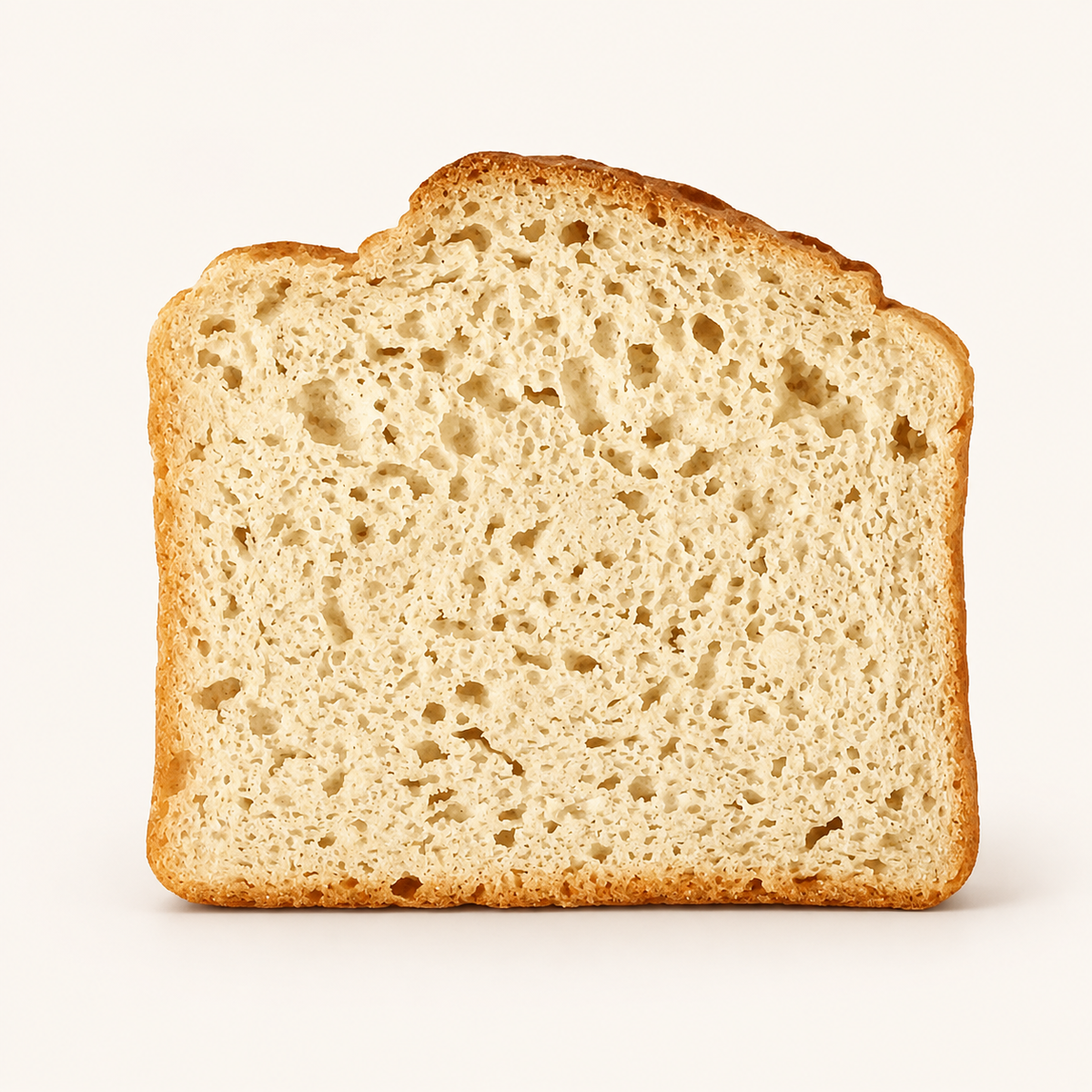 Fatia do Pão Branco Honesto sem glúten mostrando a textura