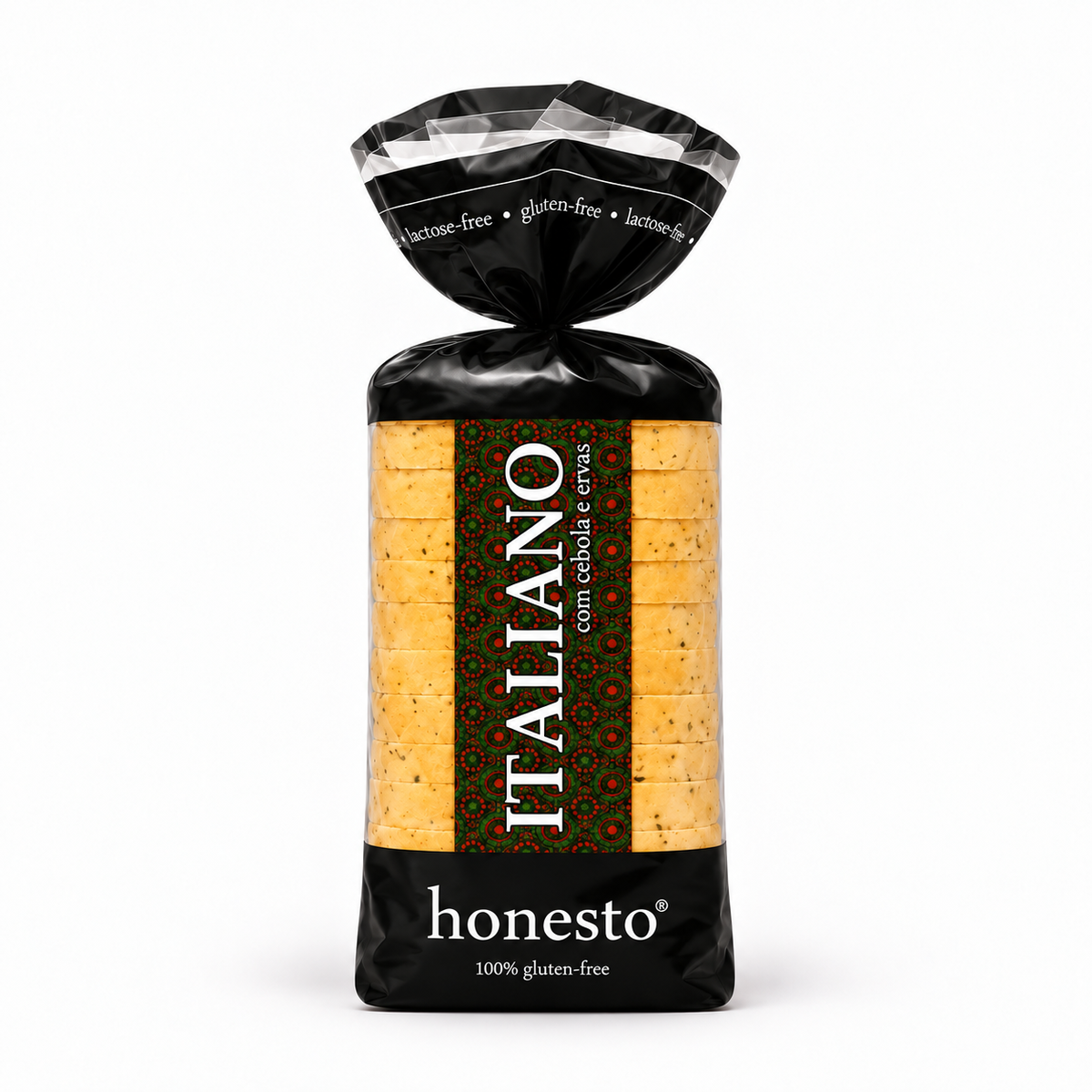 Embalagem do Pão Italiano Honesto sem glúten e sem leite