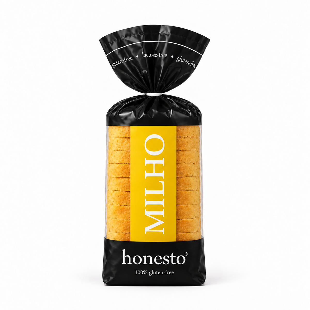 Embalagem do Pão de Milho Honesto sem glúten e sem leite
